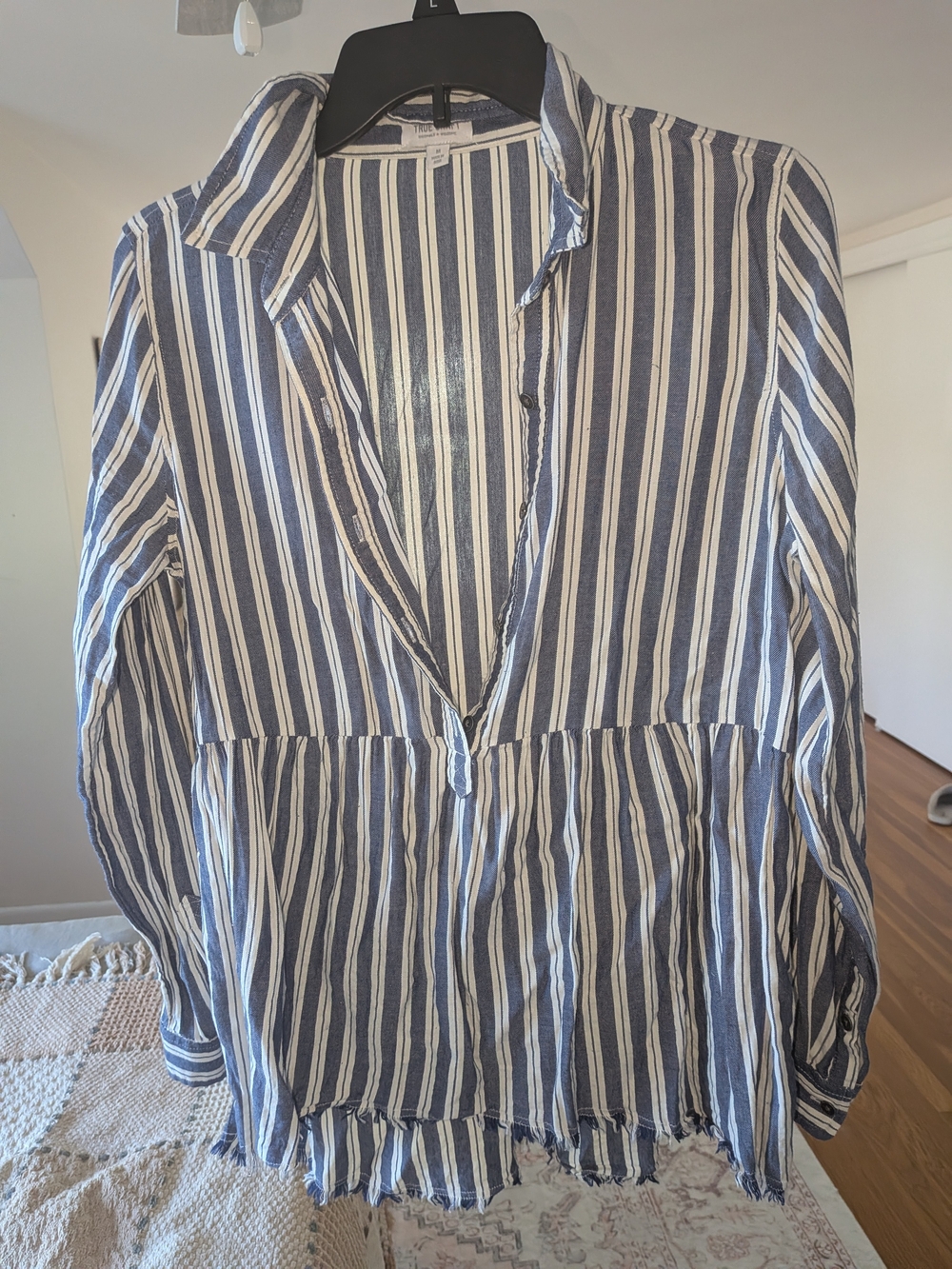 True Craft Navy and White Striped V-Neck Tunic